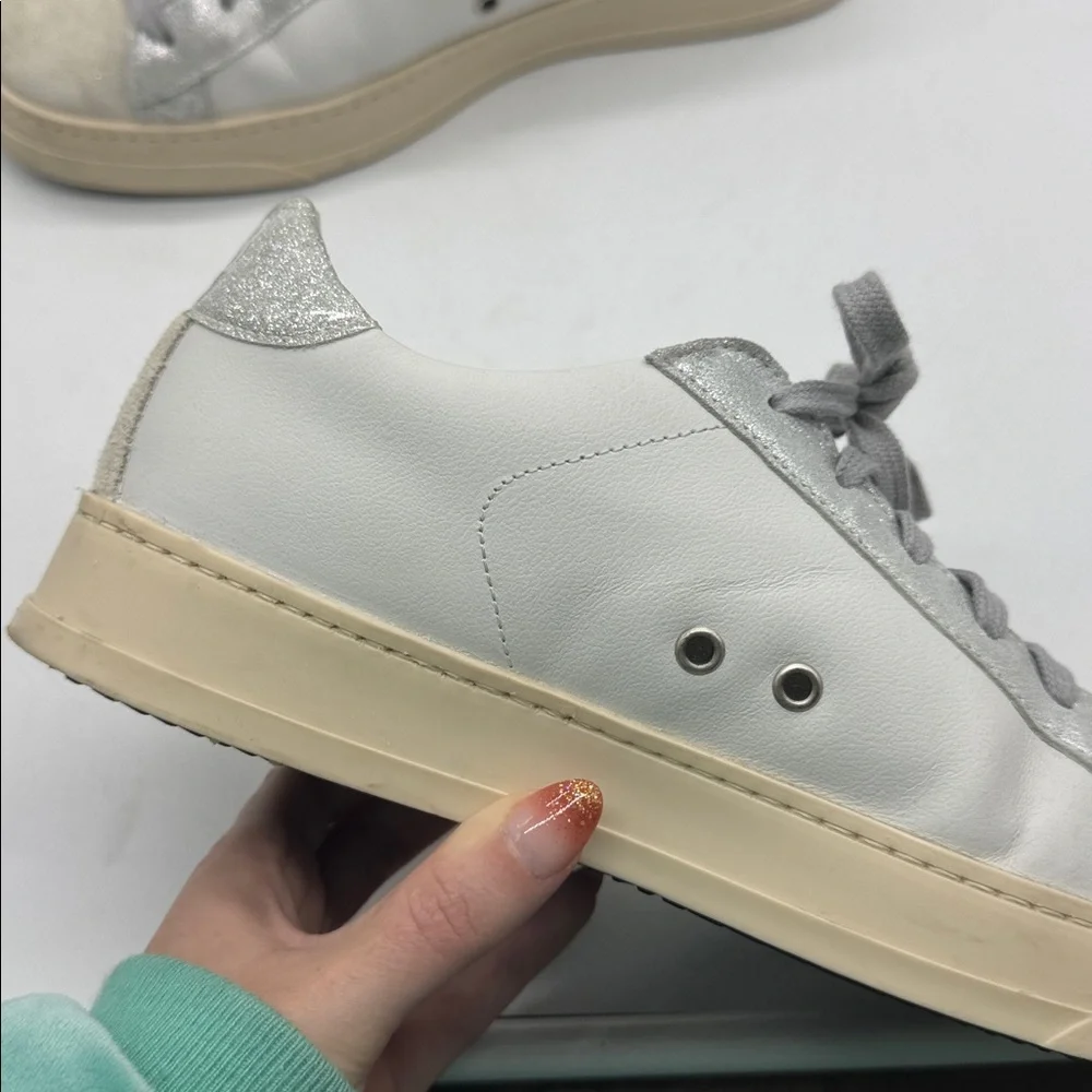 P448‎ Women's John Embellished Low-Top Sneakers Silver Sparkle Size 40 - Picture 7 of 16